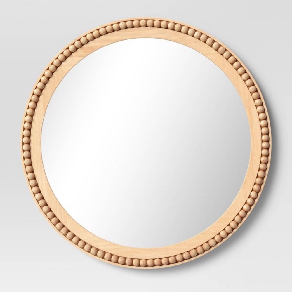 Threshold Natural Beaded Round Mirror